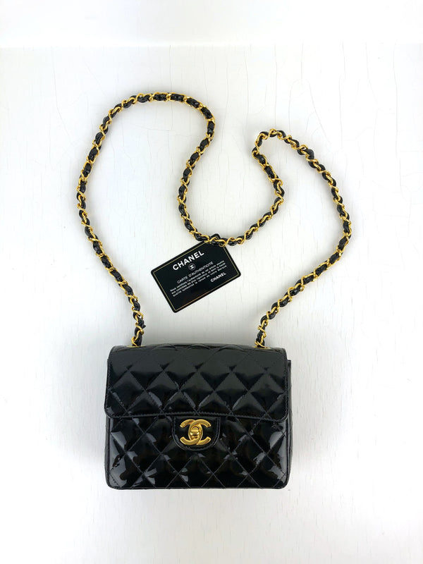 Chanel Mini Flap Bag - Sort Lak