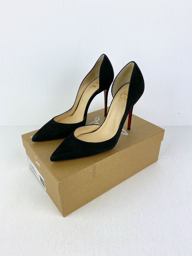 Christian Louboutin Iriza 100 Suede Black  - Stiletter - Str 37