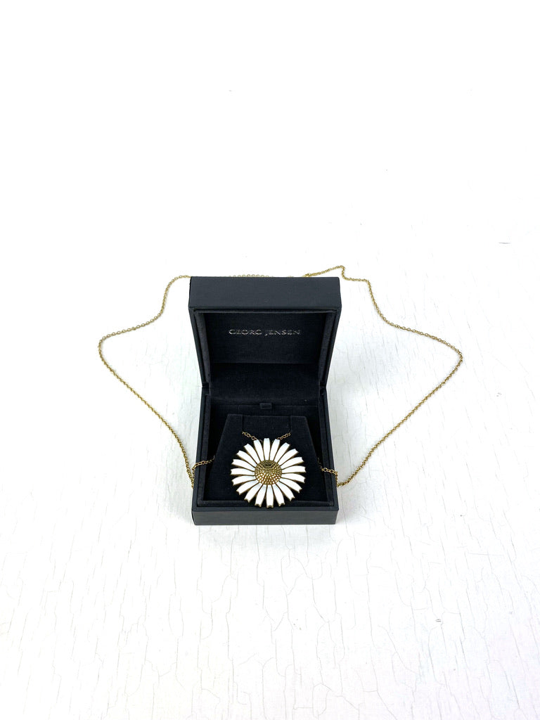 Georg Jensen - Daisy'/ Marguerite Lang Kæde Med Vedhæng/Broche