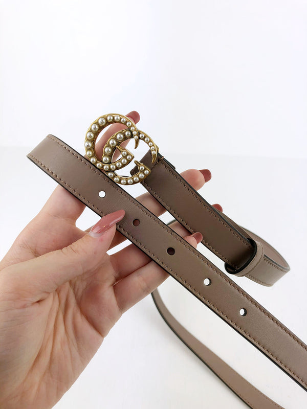 Gucci læder bælte med perler og GG spænde - Str 95