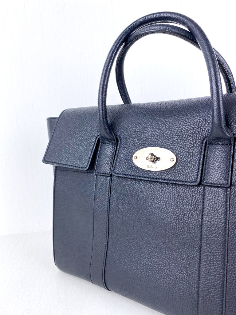 Mulberry Bayswater Bag - Mørkeblå Med Sølvhardware