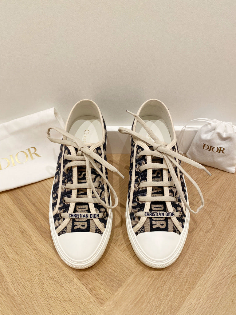 Dior Sneakers Deep Blue Dior Oblique Embroidered Cotton- Str 38