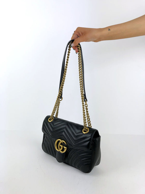 Gucci GG Small Matelassé Taske Sort