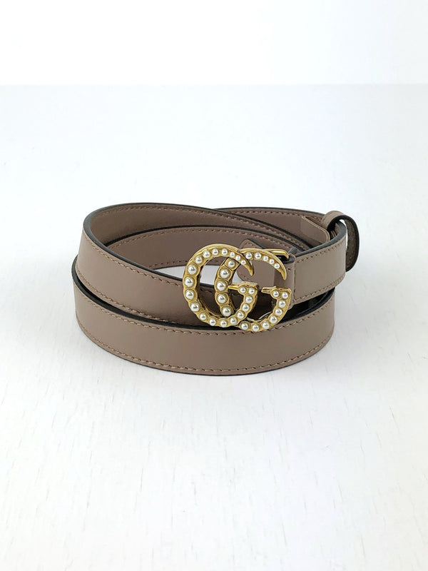 Gucci læder bælte med perler og GG spænde - Str 95