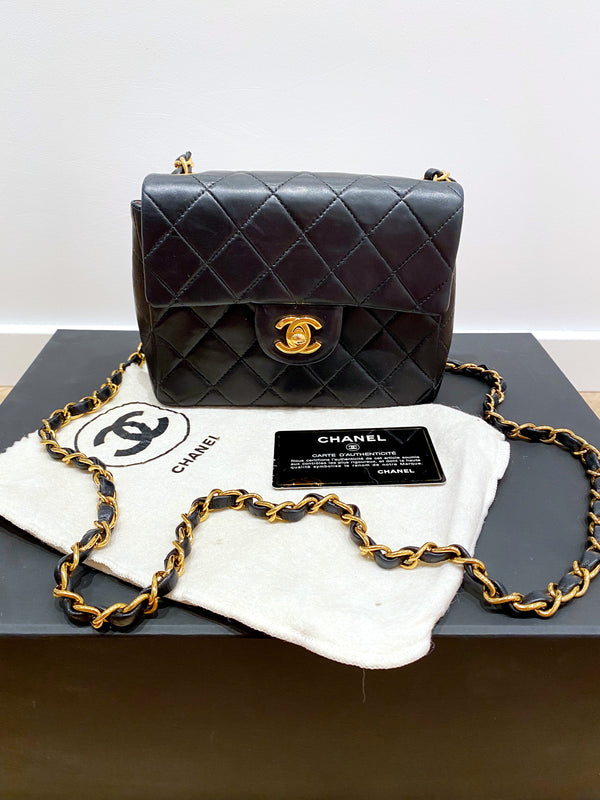 Chanel Mini Flap Bag Vintage - Sort Med Guldhardware